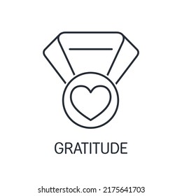 Award for help, support. Gratitude.Vector linear icon isolated on white background.