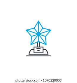 Award for high achievements vector thin line stroke icon. Award for high achievements outline illustration, linear sign, symbol concept.