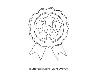 Award for the highest quality. World Quality Day. One line drawing for different uses. Vector illustration.