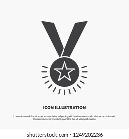 Award, honor, medal, rank, reputation, ribbon Icon. glyph vector gray symbol for UI and UX, website or mobile application