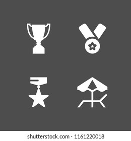 award icon. 4 award set with medal, trophy shape and umbrella vector icons for web and mobile app