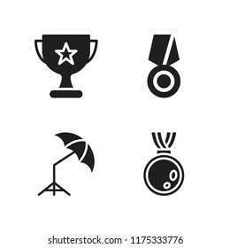 award icon. 4 award vector icons set. umbrella, trophy and medal icons for web and design about award theme