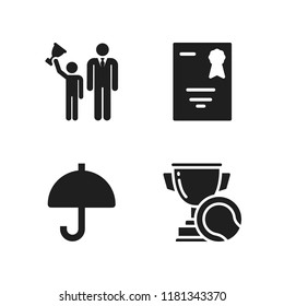 award icon. 4 award vector icons set. trophy, umbrella and diploma icons for web and design about award theme