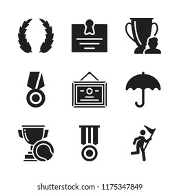 award icon. 9 award vector icons set. trophy, winner and umbrella icons for web and design about award theme