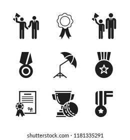 award icon. 9 award vector icons set. medal, sealed diploma and umbrella icons for web and design about award theme