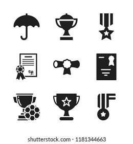 award icon. 9 award vector icons set. medal, trophy and sealed diploma icons for web and design about award theme