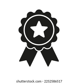Icono de premio. Icono de vector. Símbolo de logro. Ilustración vectorial de insignia de cinta.