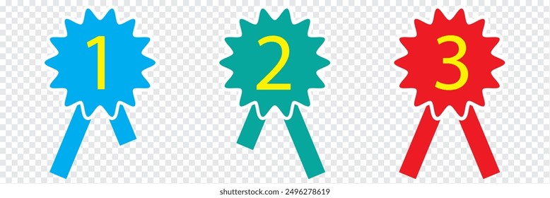 Icono de premio. Consigue el ícono del Vector. Símbolo de logro. Ilustración vectorial de insignia de cinta. EPS 10.