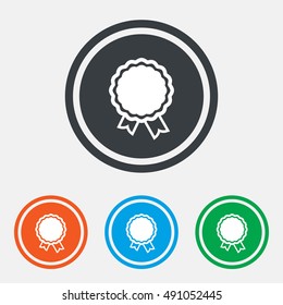 Award icon. Best guarantee symbol. Winner achievement sign. Graphic design web element. Flat winner symbol on the round button. Vector