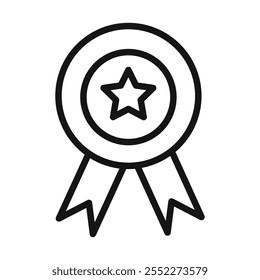 Icono de premio signo de contorno de Vector blanco y negro