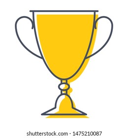 Award icon with champion golden trophy cup for winner
