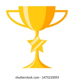 Award icon with champion golden trophy cup for winner