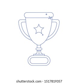 Award icon with champion golden trophy cup for winner. Concept of line icon