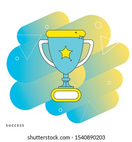 Award icon with champion golden trophy cup for winner