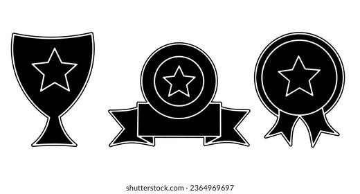 Award icon collection. An illustration of a black award icon. Stock vector.