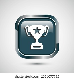 Award icon design illustration, Winning icon, Champion symbol, Gray color square button design