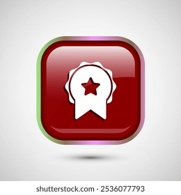Award icon design illustration, Winning icon, Champion symbol, Red color square button design