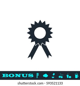 Award icon flat. Black pictogram on white background. Vector illustration symbol and bonus button