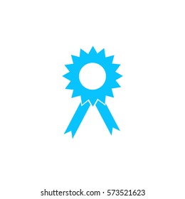 Award icon flat. Blue pictogram on white background. Vector illustration symbol