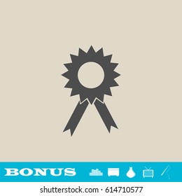 Award icon flat. Grey pictogram on light background. Vector illustration symbol and bonus button real estate, ottoman, vase, tv, fishing rod