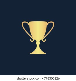 Award icon flat. Simple gold pictogram on dark background. Vector illustration symbol