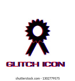 Award icon flat. Simple pictogram - Glitch effect. Vector illustration symbol