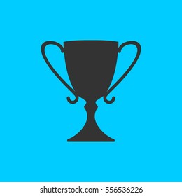 Award icon flat. Simple vector black pictogram on blue background