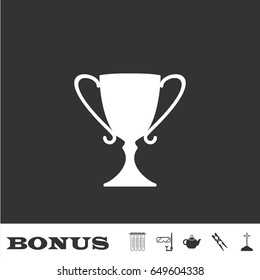 Award icon flat. White pictogram on black background. Vector illustration symbol and bonus icons