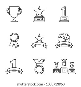 Award icon golden cups for winners. Sport trophy. Linear style. Vector illustration