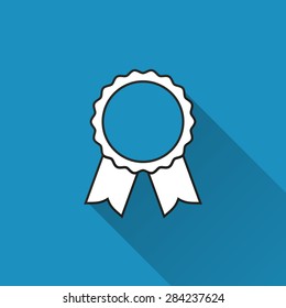 Award icon with long shadow, flat design. Vector illustration.