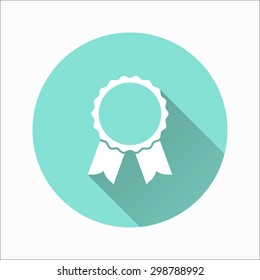 Award   - icon with long shadow, flat design. Vector illustration.