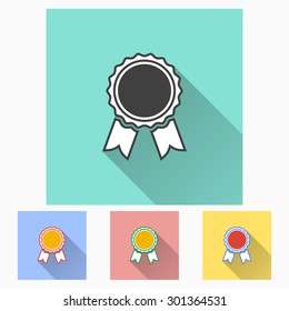 Award  - icon with long shadow, flat design. Vector illustration