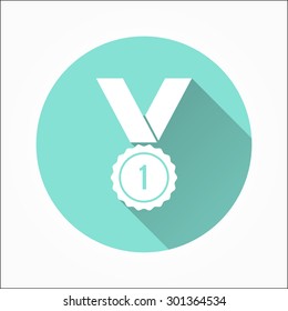 Award   - icon with long shadow, flat design. Vector illustration
