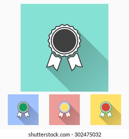 Award  - icon with long shadow, flat design. Vector illustration