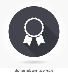 Award  icon with long shadow, flat design. Vector illustration.