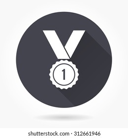 Award  icon with long shadow, flat design. Vector illustration.