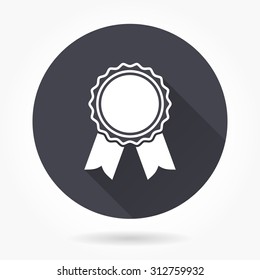 Award  icon with long shadow, flat design. Vector illustration.