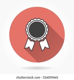Award  icon with long shadow, flat design. Vector illustration.