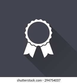 Award  icon with a long shadow on a black background. Vector illustration.