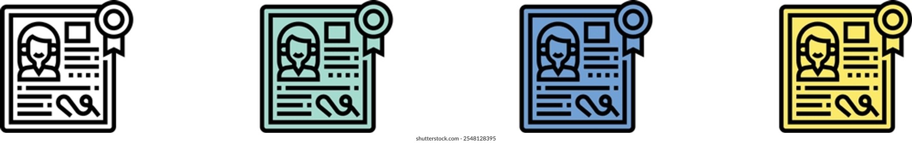 award icon. Outline, Green, Blue and Yellow Style Design Isolated On White Background