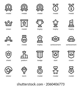 Award icon pack for your website design, logo, app, UI. Award icon outline design. Vector graphics illustration and editable stroke.