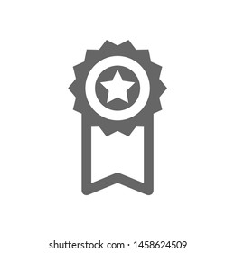 Award icon. Reward sign. Star with ribbon flat style for your web site design and logo, app, UI. Vector illustration