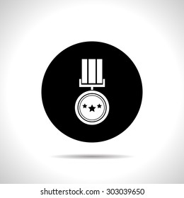Award Icon with ribbons and stars icon on white background, vector illustration