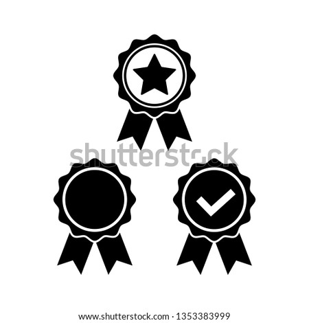 Award icon set in flat style. Rosette symbols isolated on white background Simple first place award signs. Abstract icons in black Vector illustration for graphic design, Web, UI, mobile upp