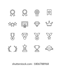 Juego de iconos de premio. Conceptos mínimos. Diseño sencillo. conjunto de iconos de línea vectorial.
