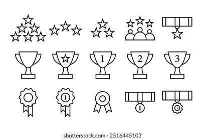 Conjunto de iconos de premio. Conjunto de diseño de línea de premio simple aislado sobre fondo blanco.