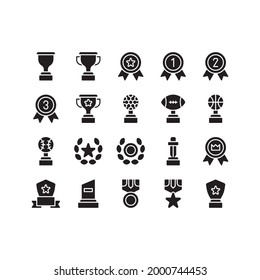 Award icon set with solid style simple
