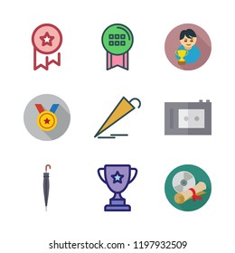 award icon set. vector set about winner, recorder, medal and trophy icons set.