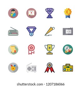 award icon set. vector set about winner, radio, medal and recorder icons set.