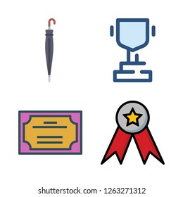 award icon set. vector set about certificate, umbrella, medal and trophy icons set.